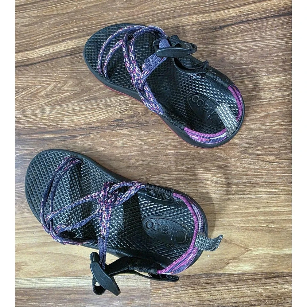 Chaco ZX/1 EcoTread Sandals Kids Size 1 Purple Wildflower Strappy Water Hiking